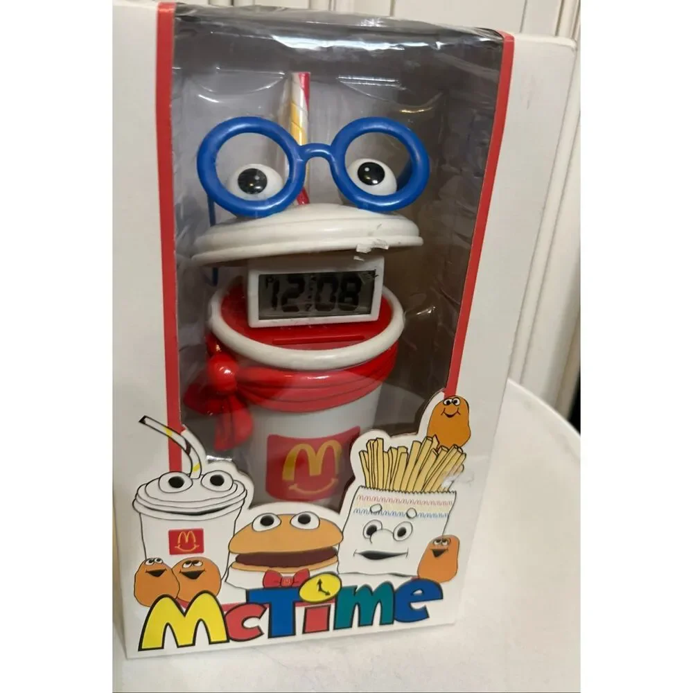 Vintage McDonald's McTime Shake LCD Alarm Clock with Coin Bank 1996 Rare NWOT